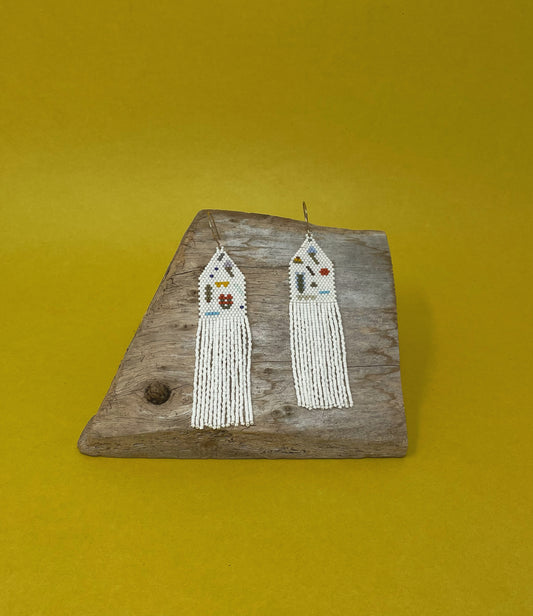 White Fringe Earrings
